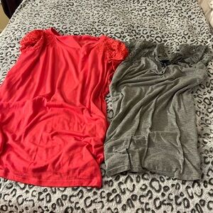 Torrid Lace Shoulder 5x T-shirt Gray and Coral